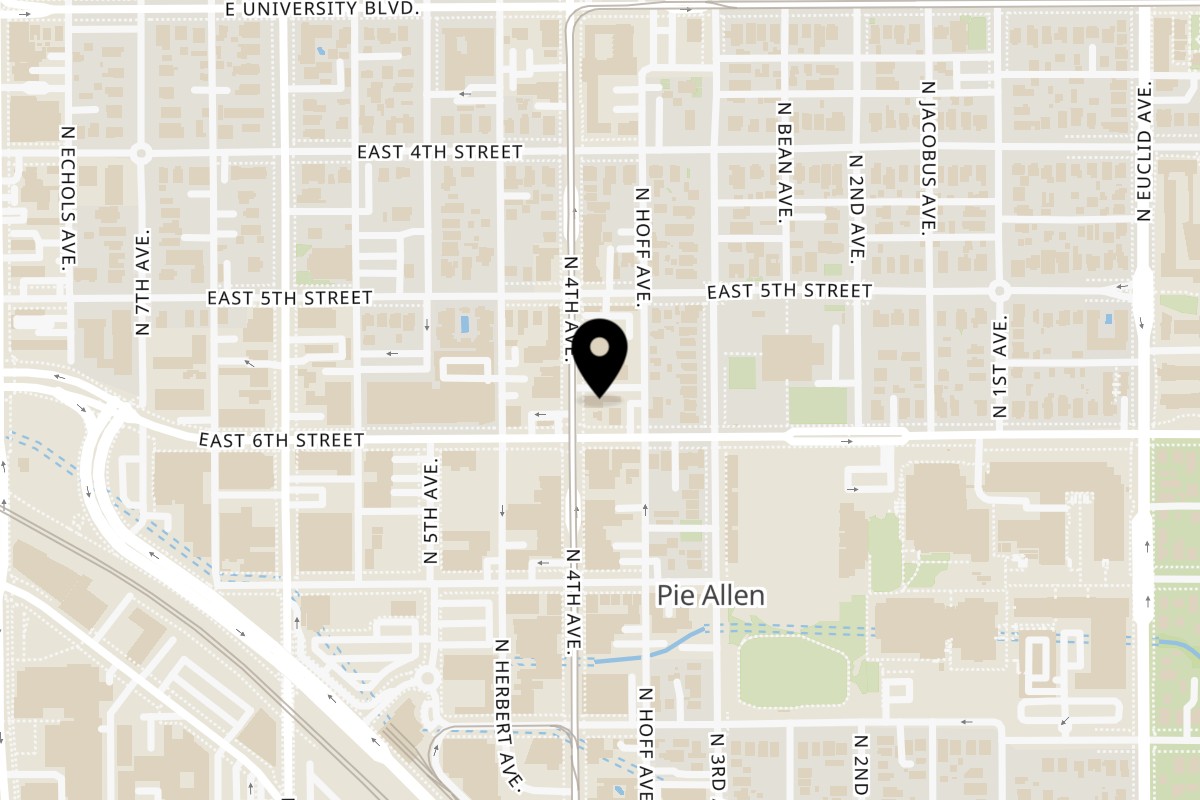 Map showing the location of Lindy's on 4th on 500 N 4th Ave in Tucson